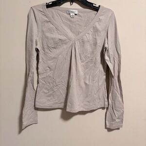 St. John Sport Tan Long Sleeve V-Neck- Size Small